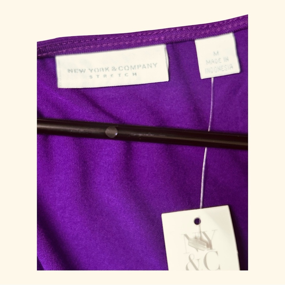 New York & Company Plum Purple Sleeveless Stretch Midi Dress Medium NWT - Picture 3 of 4